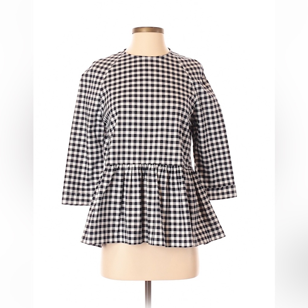 Victoria Beckham Navy Blue Gingham Top